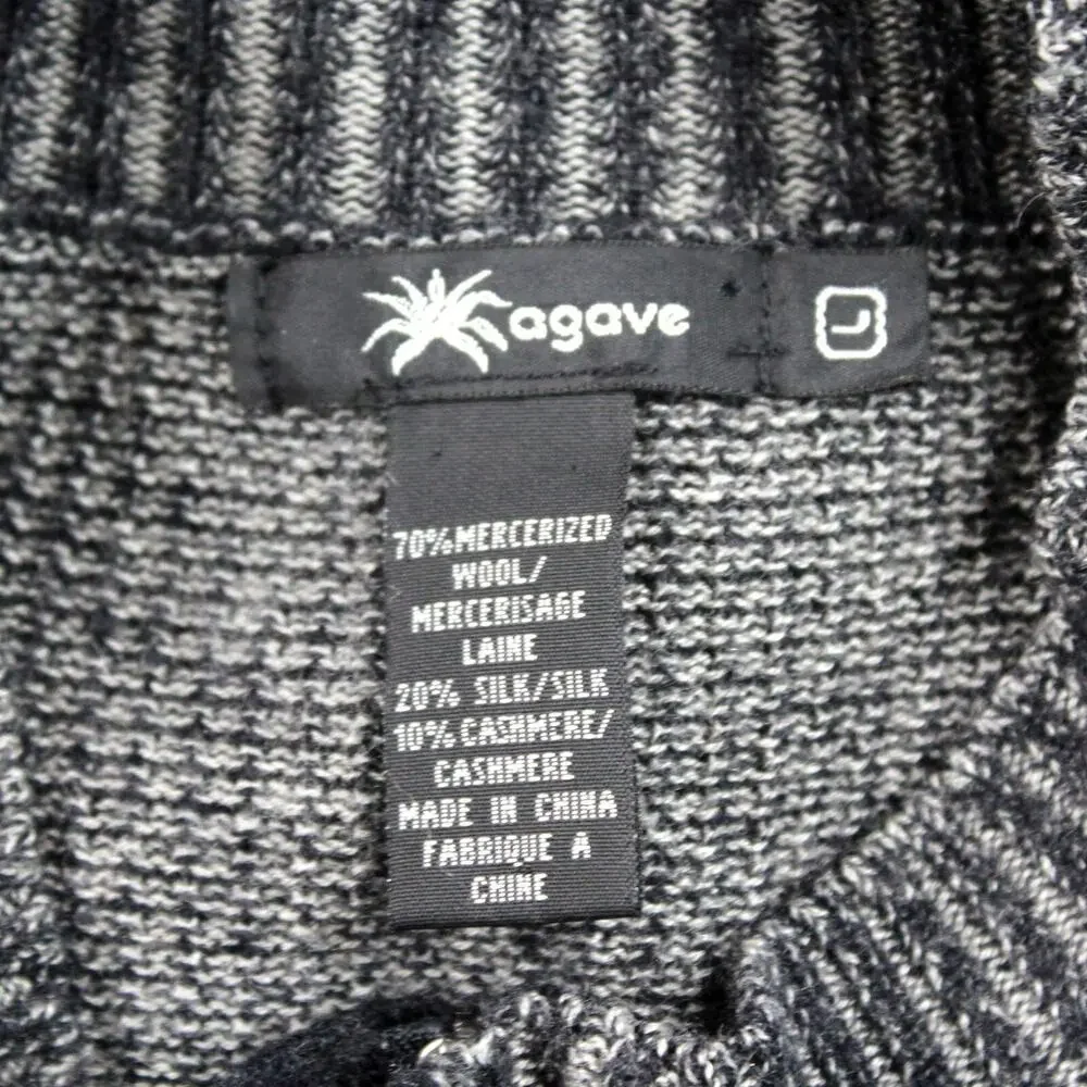 Agave Gray Wool/Silk/Cashmere Half Zip Pullover Sweater Large